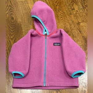 Size 6-12 Months Patagonia Magenta Fleece Jacket with Teal Accents
